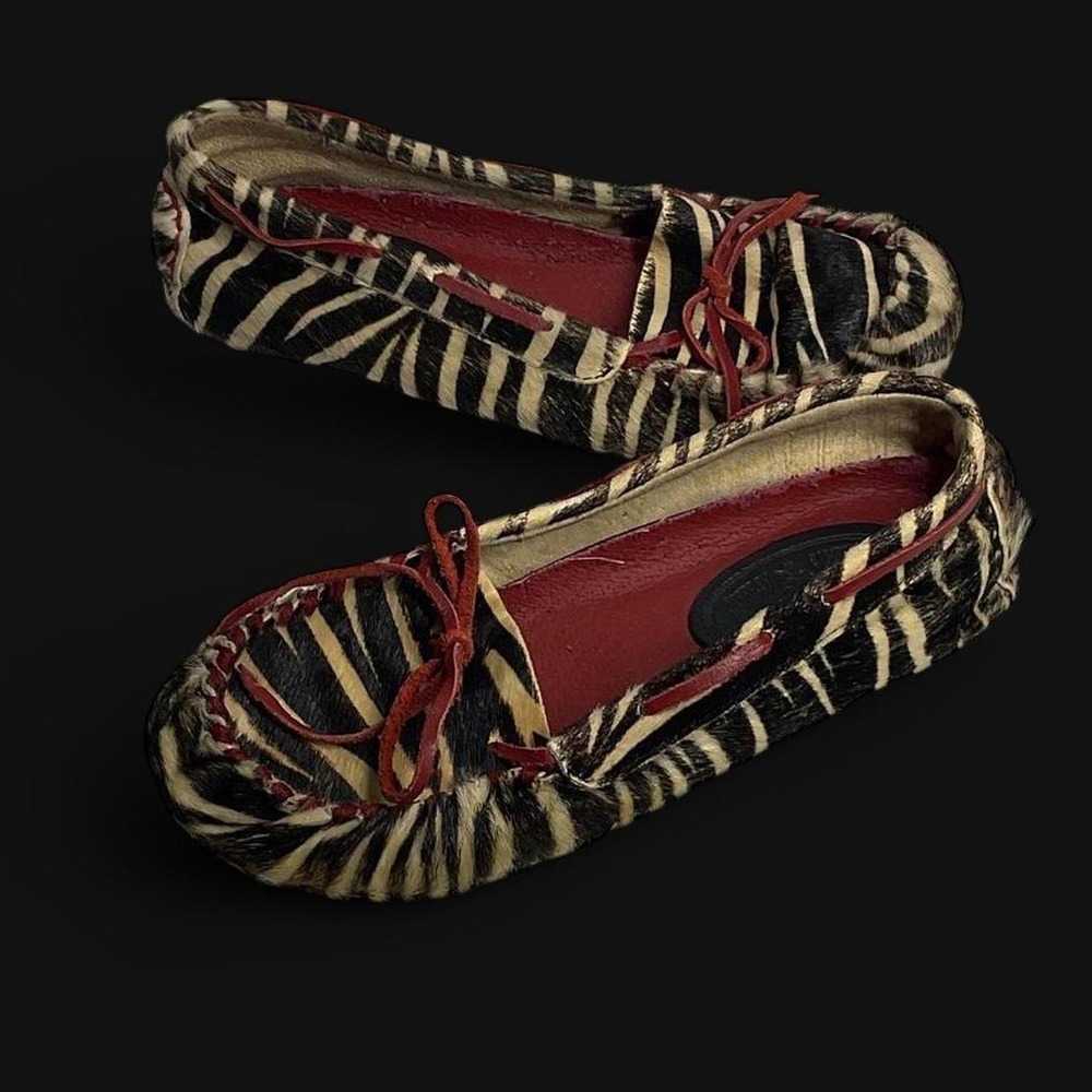 Jeffrey Campbell hair on calf (HOC) Zebra print moccasin ballet flats size 8